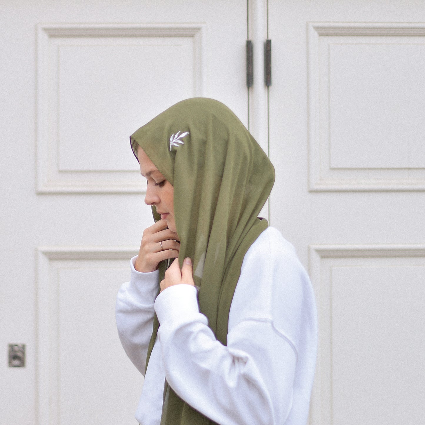 'PALM' EMBROIDERED SCARF